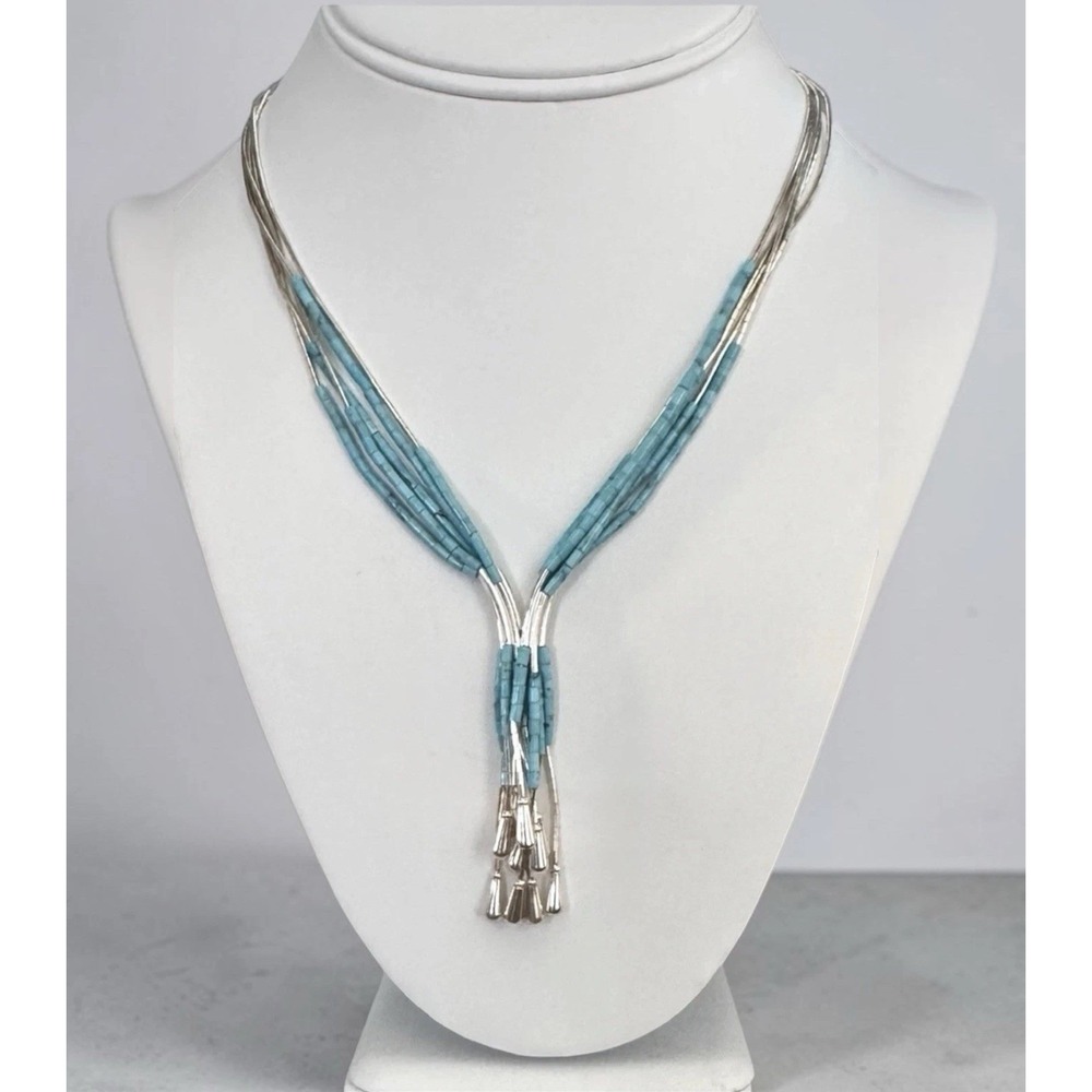 Carolyn Pollack Relios Sterling Liquid Silver 5 Strand Turquoise Necklace